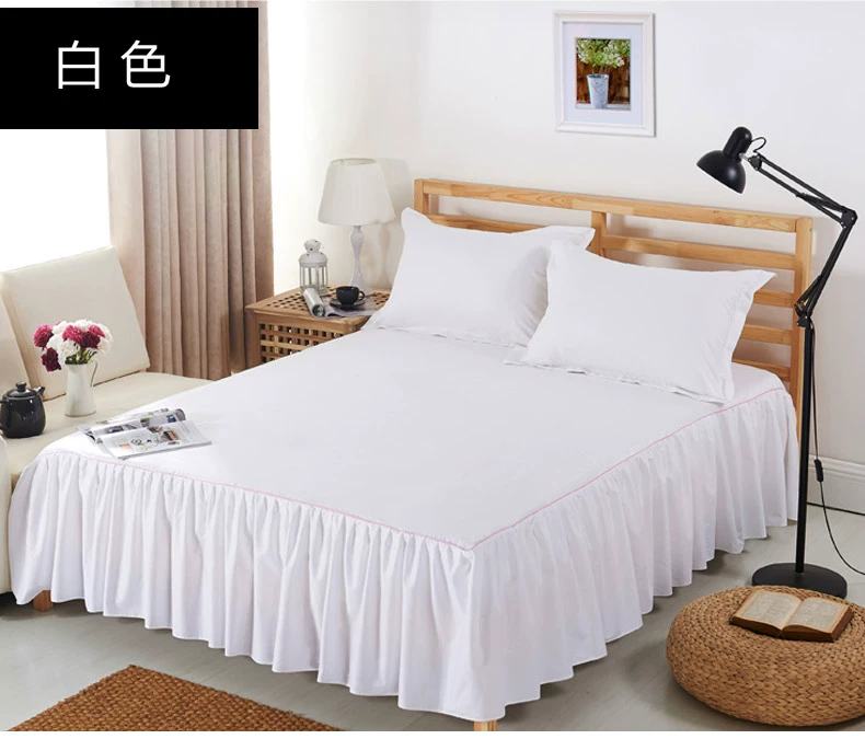 giường bằng vải bông váy mảnh duy nhất của khăn trải giường cotton 1.8 2.0m giường ngủ váy bảo vệ mùa hè đơn giản trượt xù - Váy Petti váy giường đẹp	