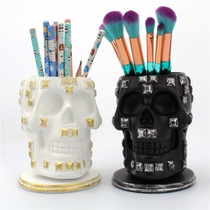 Creative sequin skull rotating pen holder desktop makeup tool storage tube Halloween storage decoration ornaments