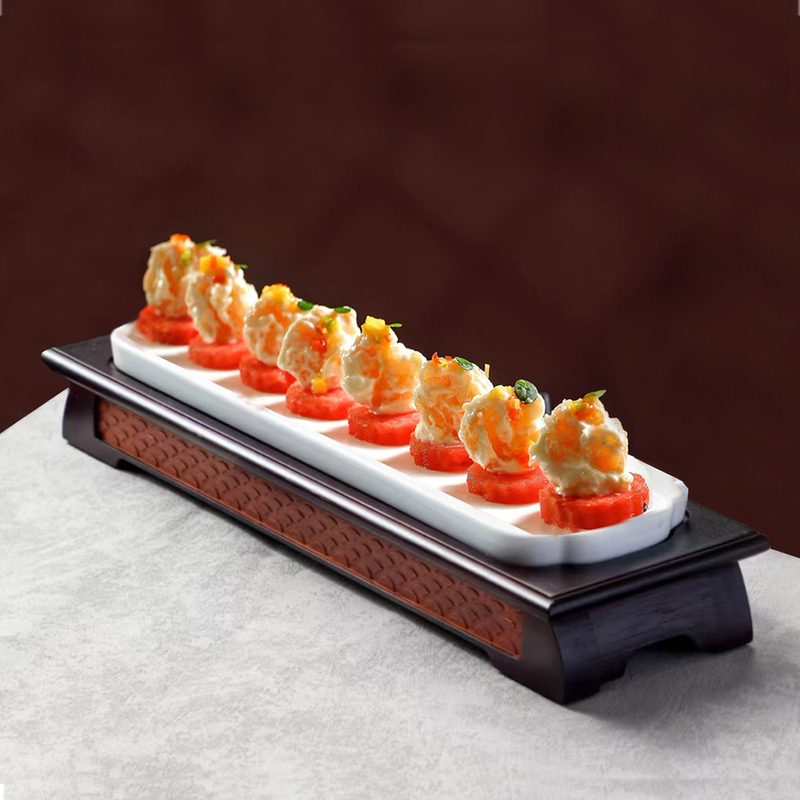 Retro Chinese-Style Bamboo and Ceramic Rectangular Serving Plate, Cold Dish Plate, High-End Hotel Restaurant Club Special Dish Combination Tableware Retro Chinese-Style Bamboo and Ceramic Rectangular Serving Plate, Cold Dish Plate, High-End Hotel Restaurant Club Special Dish Combination Tableware