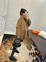 LeoMamis high-end maternity wear autumn and winter cashmere wool coat western-style scarf double-sided nylon cape jacket