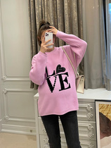 LeoMami maternity wear autumn and winter fashion loose love letter sweater fashionable inner wool knitted bottoming shirt