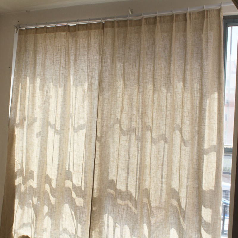 Low-cost foreign trade export original single finished curtain semi-shading curtain balcony bedroom bay window polyester linen solid color simple