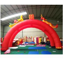 Custom 6 8 10 12 15 meters inflatable arch double arch siamese opening arch movable gas mold rainbow door dragon and phoenix
