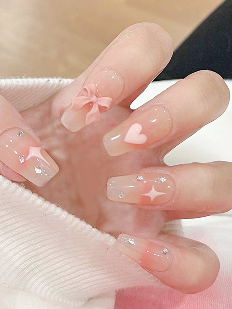 穿戴甲秋冬2024年新款高级感短款指甲贴片ins风甲片成品2024新年