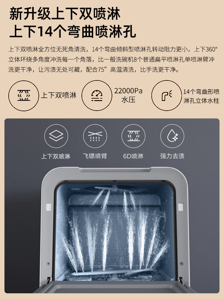 2025 New Model Xiaoda Mini Dishwasher for Home Use, Fully Automatic, Ultra-Thin, Suitable for Small Apartments, Countertop, No Installation Required, Cup Washer