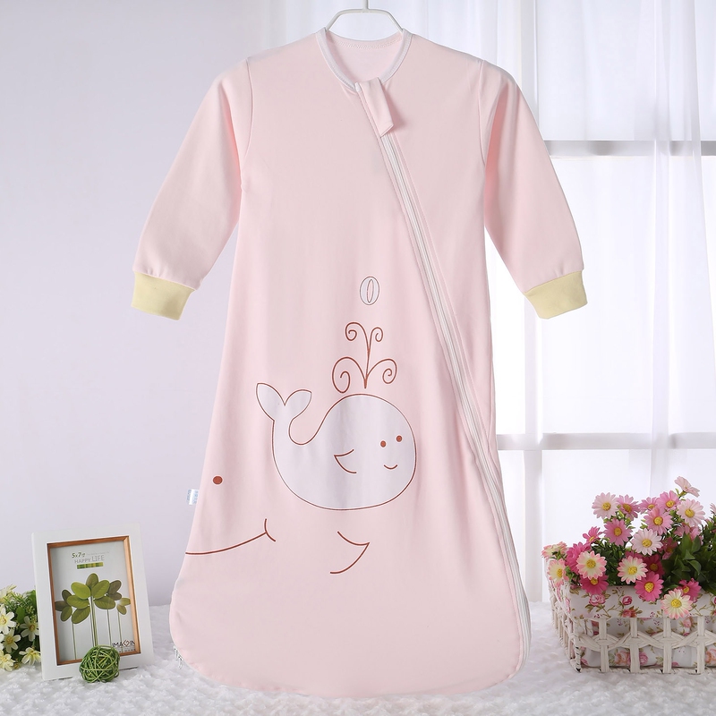 Newborn Sleeping Bag Baby Children's Two-Way Thin Long-Sleeved Anti-Kick Sleeping Bag Zipper Type Spring, Autumn and Summer Single-Layer All-In-One Pajamas