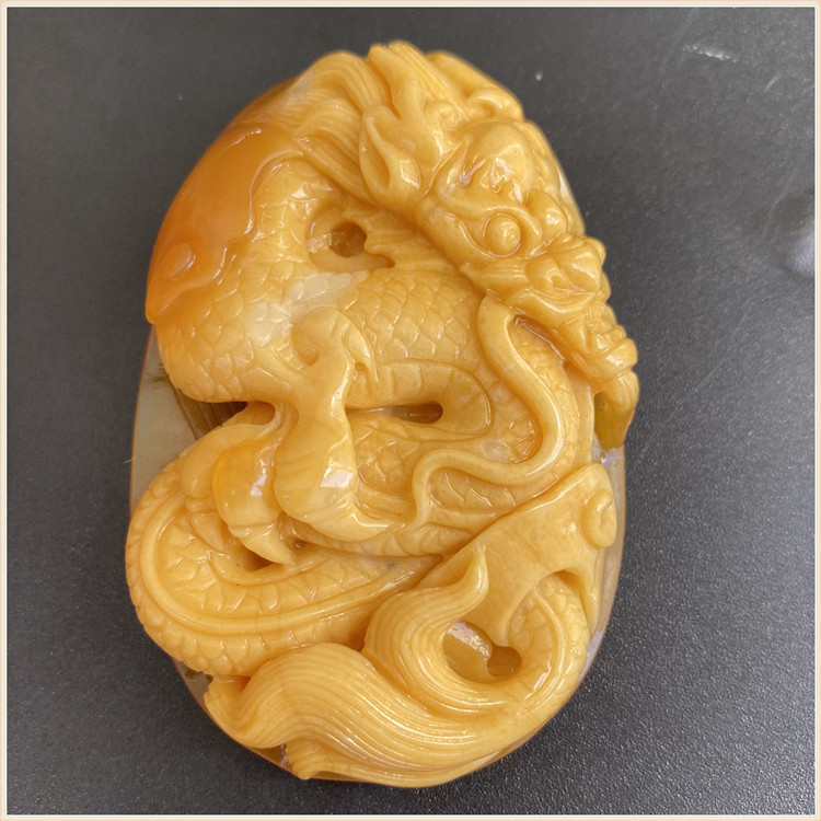 Burmese Topaz Yellow Dragon Jade Dragon Pendant Jade Zodiac Dragon Myanmar Material Egg Yolk Zodiac Dragon Pendant for Men and Women