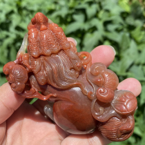 Yunnan Huanglong Jade Gold Salon Head Pixiu Big Hand Playful Small Ornaments Red Eggplant Mountain Material Boutique Collection