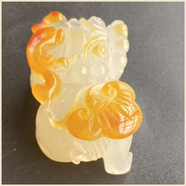 Huanglong jade ice Pixiu pendant to attract wealth ward off evil spirits transport good luck yin and yang eyes and feet skin jade Pixiu is positive