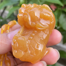 Natural Huanglong Jade Burmese Topaz Boutique Overlord Pixiu pendant hand handle Burmese material genuine yellow jade one thing and one certificate