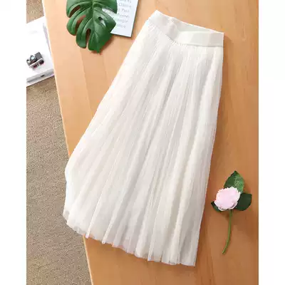 Material 5 m more than three layers of jin mouth mesh gauze high color female elastic high waist A pleated skirt skirt skirt 67134