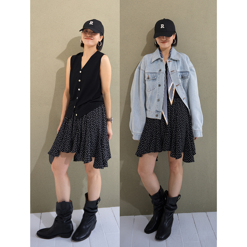 Bohemian + Hippie Fusion Style Black Irregular Print Short Skirt If600