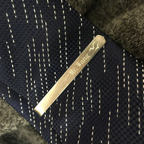 Tie clip mens custom lettering business high-end simple light luxury creative Sterling silver birthday Tanabata gift for boyfriend