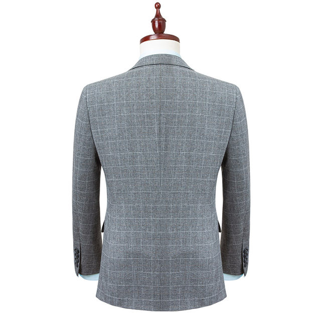 Hongdu suit men's new British suit top men's business casual grey plaid suit jacket