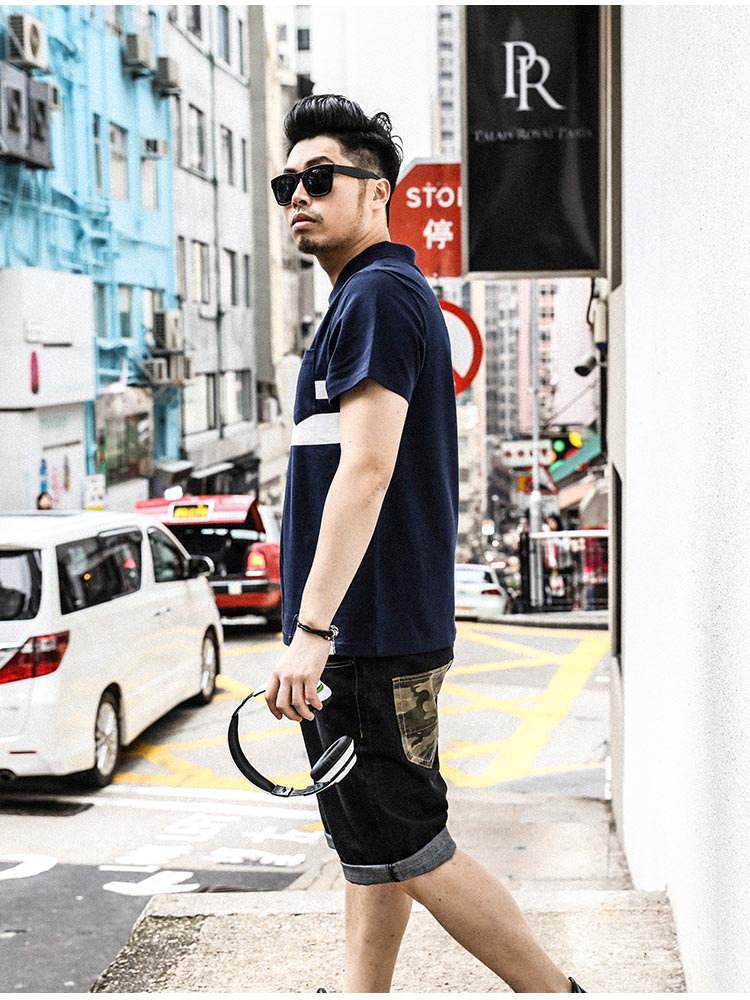 Rehagel thương hiệu thủy triều kích thước lớn nam béo áo polo nam kích thước lớn ve áo cộng với phân bón để tăng tay áo ngắn áo thun polo nam