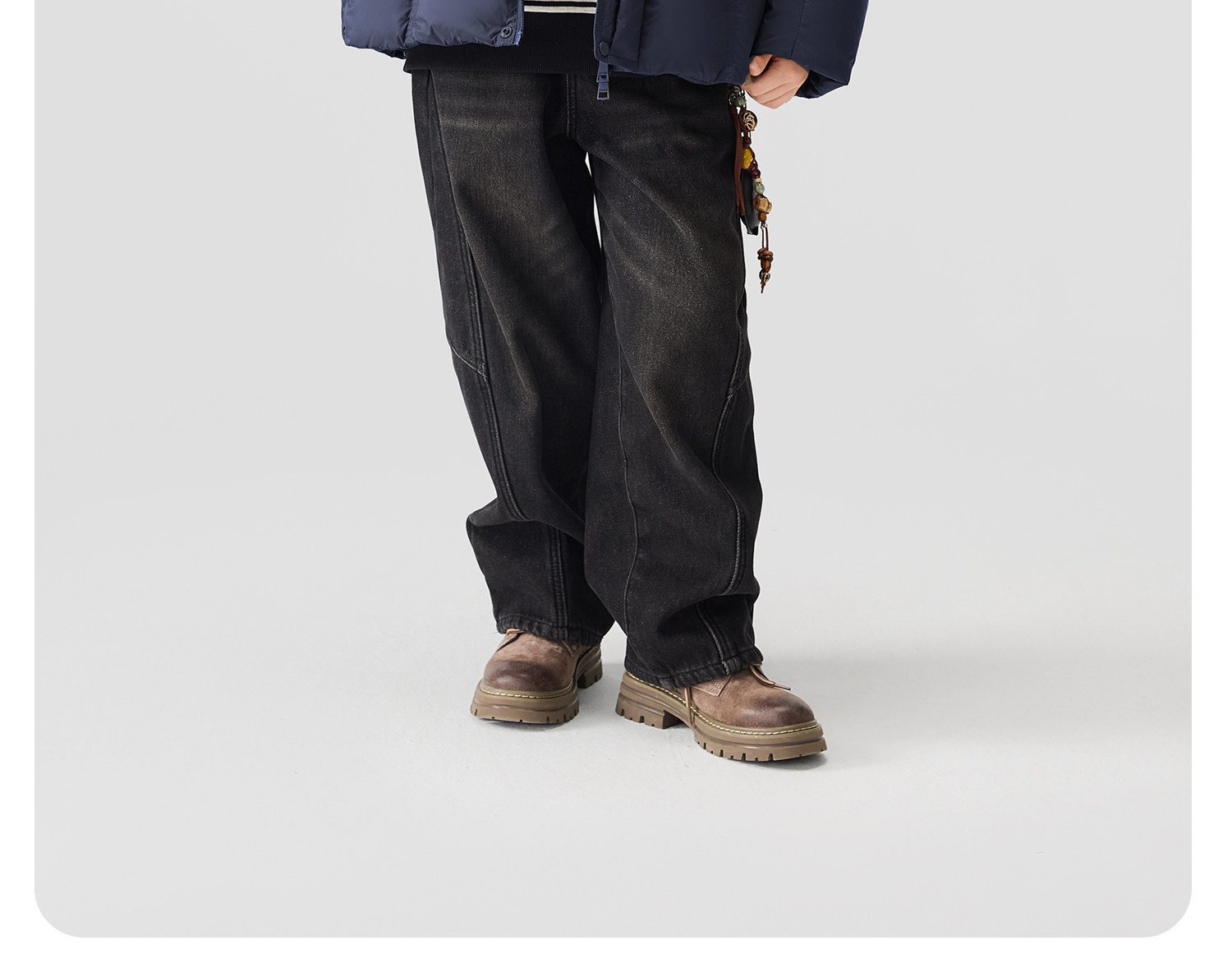 左西童装男童羽绒服冬季保暖2026新款儿童三防蓄热面包服大童外套 — 55