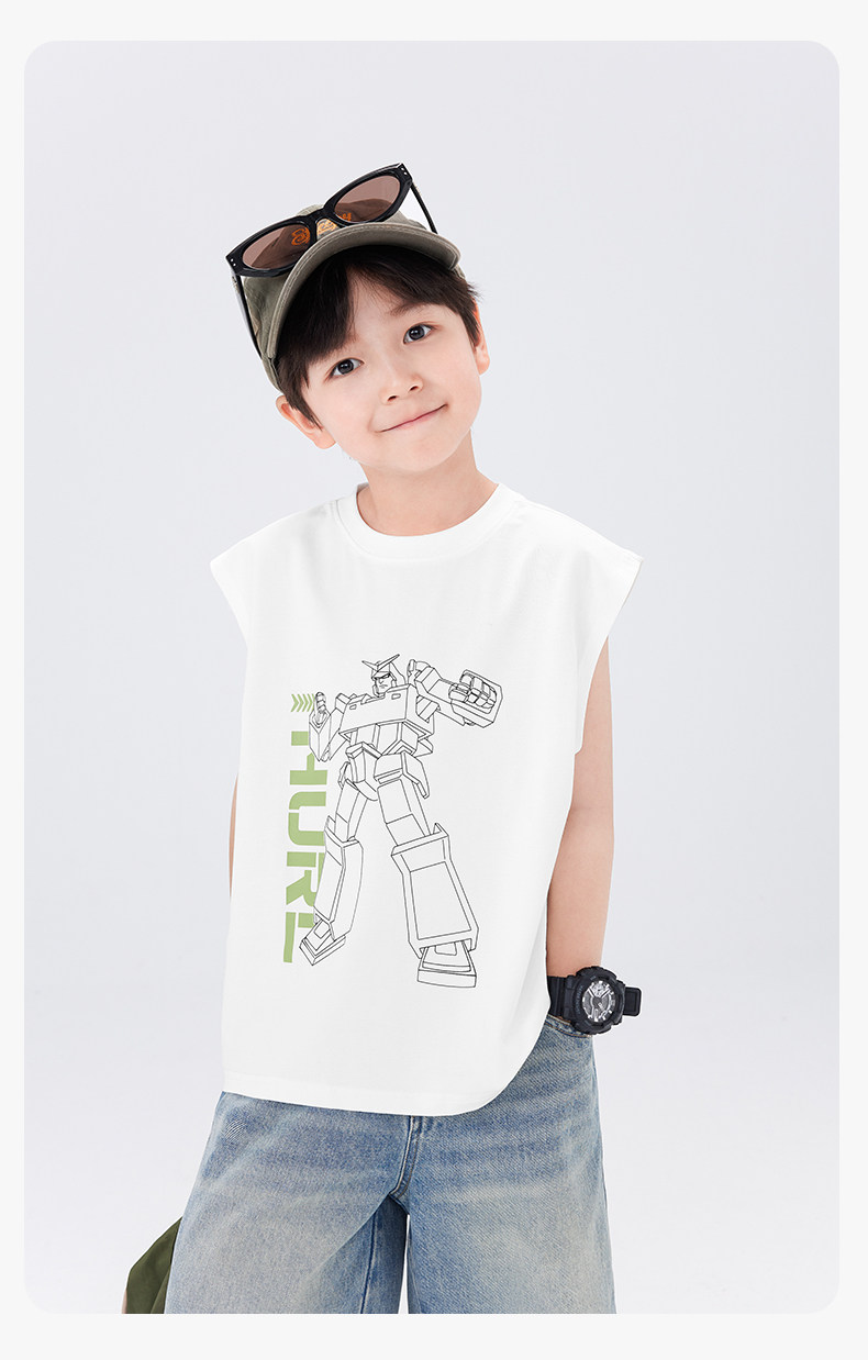左西童装男童背心夏季薄款儿童无袖T恤2026新款男孩外穿凉感上衣 — 35