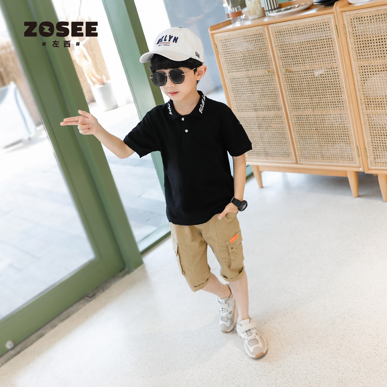 Left West children's clothing boys summer short sleeve T-shirt children polo shirt boys middle and big children summer tide 2021 New