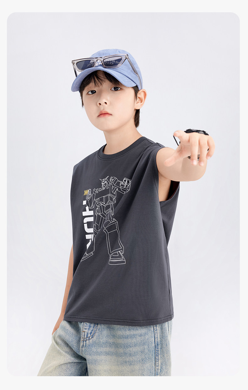 左西童装男童背心夏季薄款儿童无袖T恤2026新款男孩外穿凉感上衣 — 42