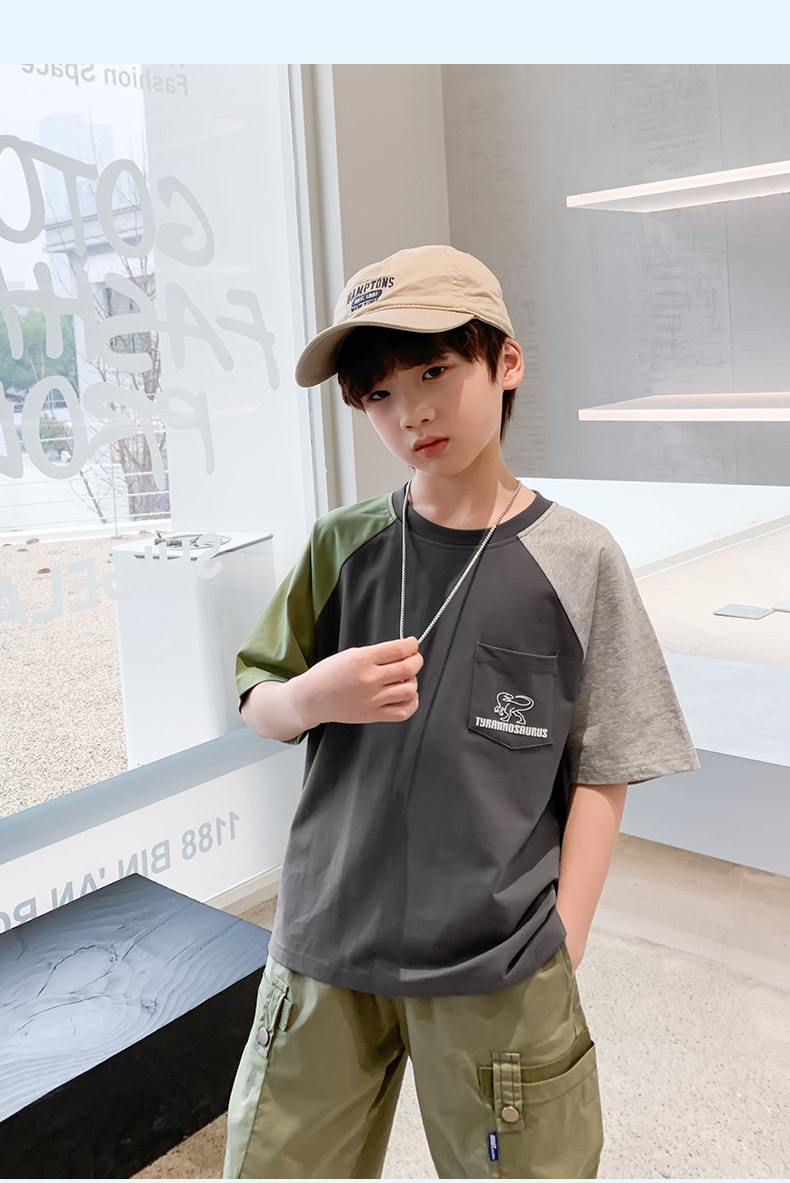 Zuoxi Children's Clothing Boys' Short-Sleeve T-Shirt Kids' Summer Wear 2026 New Summer Pure Cotton Half-Sleeve Boys' Top for Older Children — 35