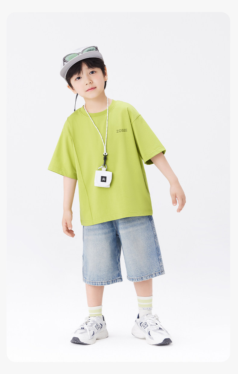 左西童装男童T恤短袖儿童夏装上衣2026新款男孩大童夏季凉感半袖 — 45