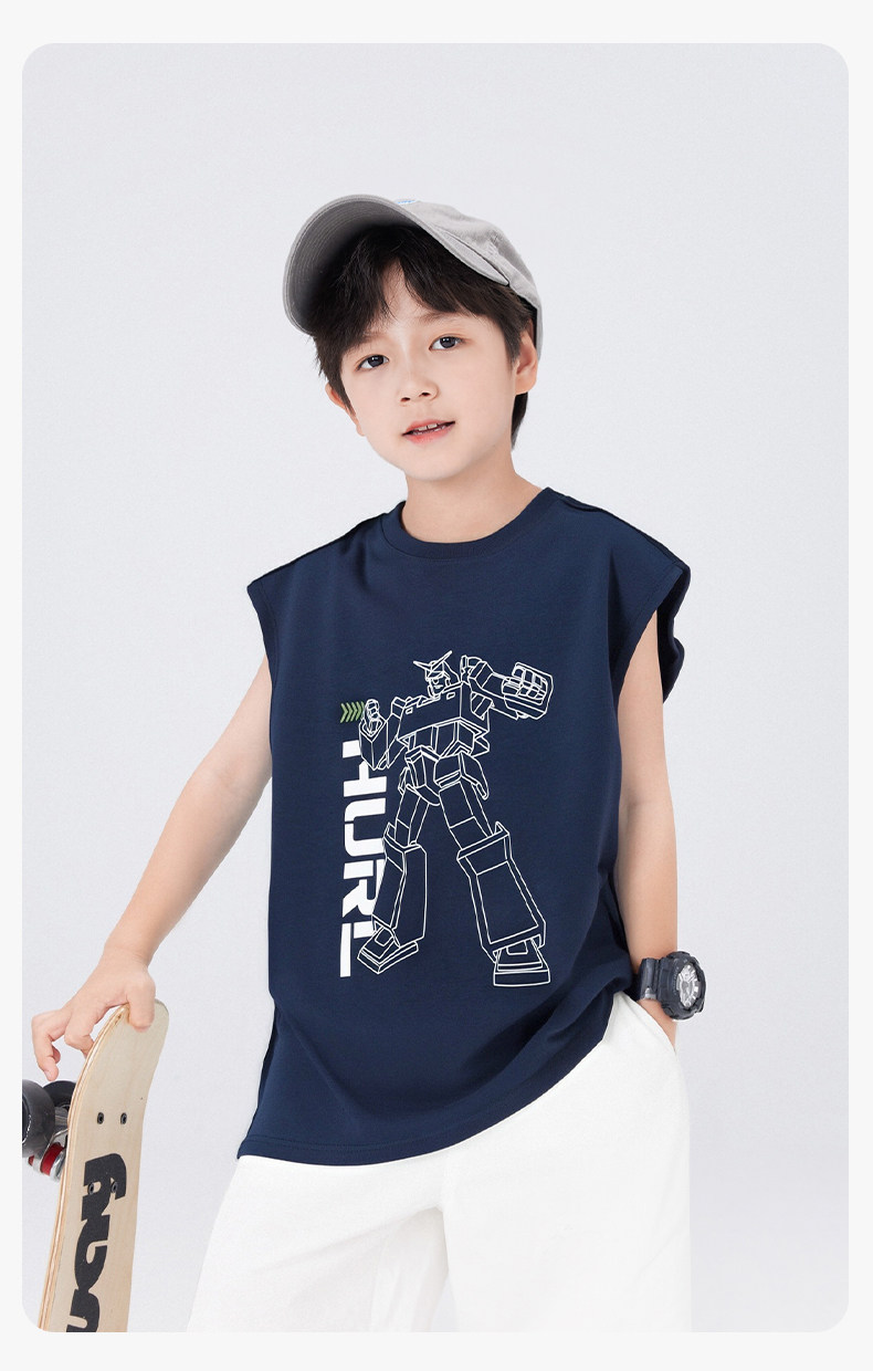 左西童装男童背心夏季薄款儿童无袖T恤2026新款男孩外穿凉感上衣 — 48