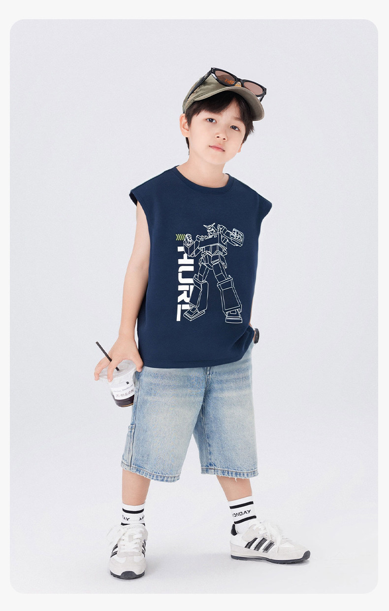 左西童装男童背心夏季薄款儿童无袖T恤2026新款男孩外穿凉感上衣 — 47
