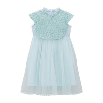 Zuoxi Girls Cheongsam Dress Summer 2024 New Retro National Style Summer Skirt Children Girls Mesh Skirt