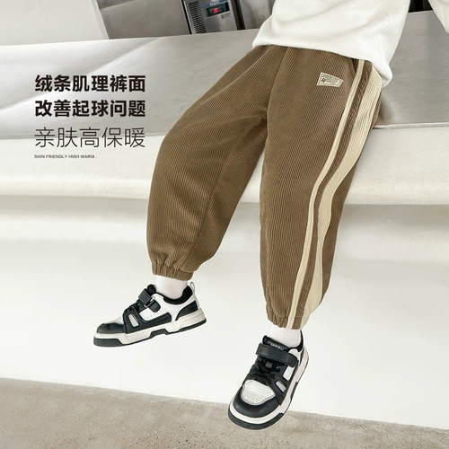 Летняя одежда, вельветовые демисезонные детские удерживающие тепло штаны, в западном стиле