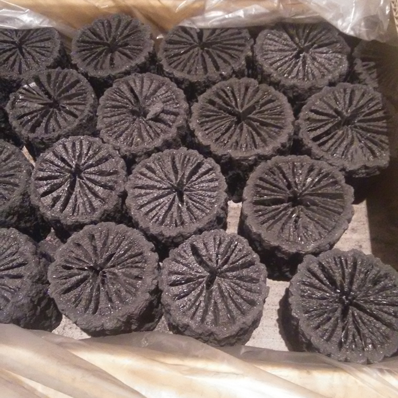 Natural raw charcoal pure A-grade export sauna sweat steamed square decorated with natural chrysanthemum charcoal