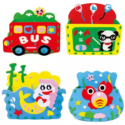R12 pen holder cartoon children's EVA handmade three-dimensional adhesive painting DIY3D creative educational toy
