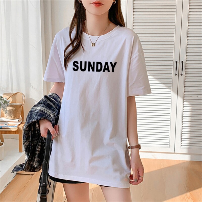 Pure Cotton Short-Sleeve T-Shirt for Women, Spring and Summer, Plus Size, Loose Fit, Mid-Length, Covers the Hips, Top, Undershirt, White T-Shirt, Sweatshirt