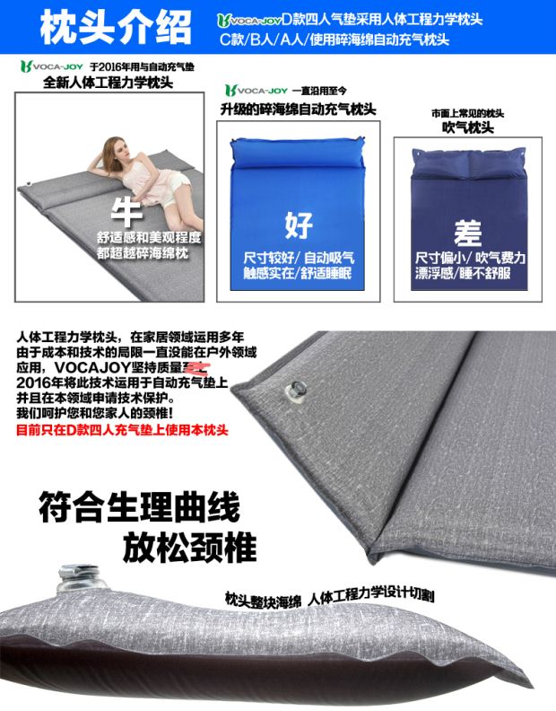 Mở rộng dày đôi 3-4 ba người tự động bơm hơi đệm ẩm pad lều ngủ pad nệm cắm trại cung cấp ngoài trời - Thảm chống ẩm / Mat / Gối thảm xốp cho bé concung