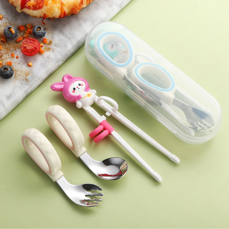 Baby Spoon Training Tool for Infants to Learn to Eat Independently, 316L Stainless Steel Fork, Complementary Food Spoon, Children's Tableware
