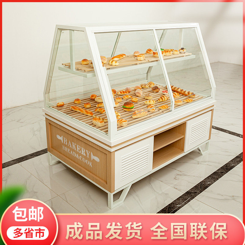 Bread cabinet bread display cabinet island cabinet side cabinet solid wood custom cake shop baking glass bread rack commercial