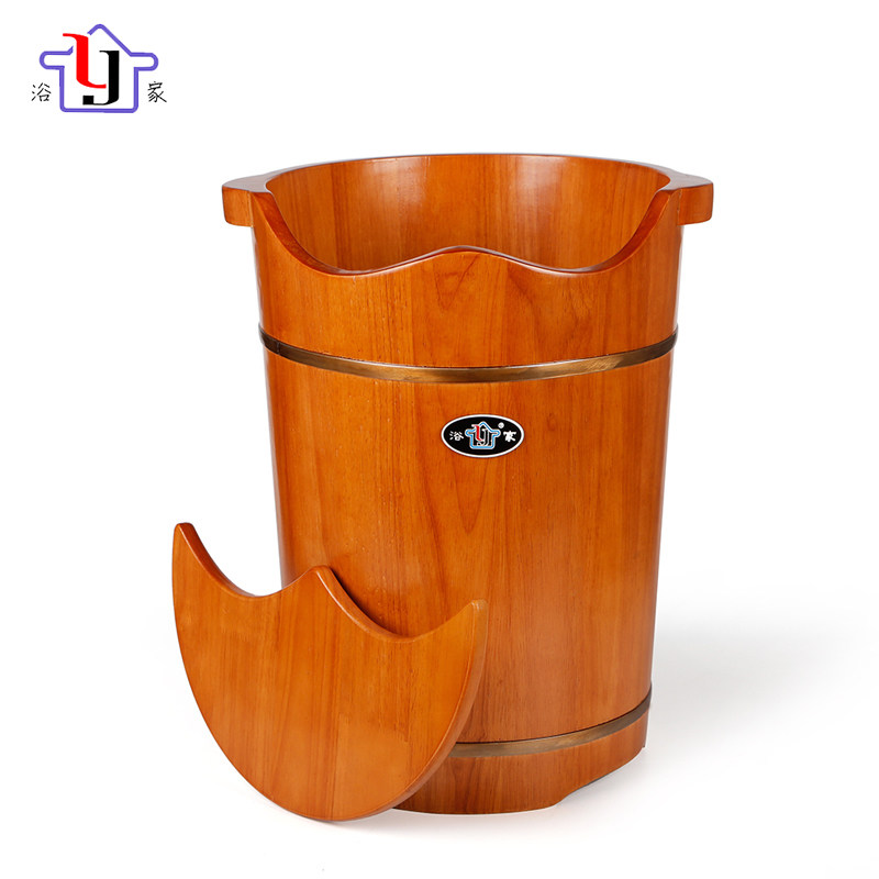 Oak heat preservation high and deep foot bath bucket over knee foot bath bucket over calf wash foot basin wooden solid wood constant temperature foot bath bucket