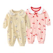 Baby clothes nv qiu zhuang Western style onesies Princess romper baby ins floral chun qiu kuan Korean pa fu