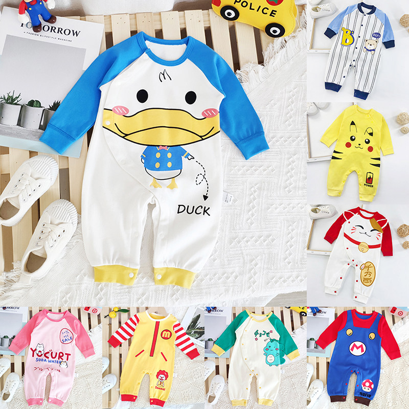 Baby Even body clothes Spring-autumn-thin Super Foreign Pie baby Long sleeves Harvest pure cotton climbing to serve newborn spring and summer clothes