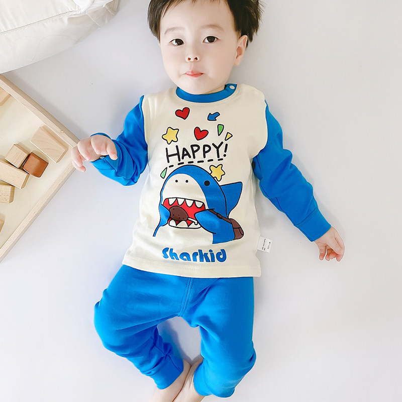 Baby clothes Spring and autumn Two style underwear suit pure cotton male and female baby autumn clothes sanitary pants pyjamas home clothes Home Two sets