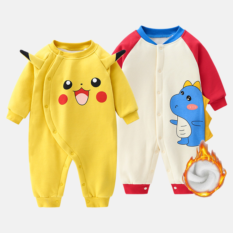 Baby velvet jumpsuit Autumn and winter clothing cute baby warm clothes Sweater Newborn children Ha clothes spring and autumn climbing clothes