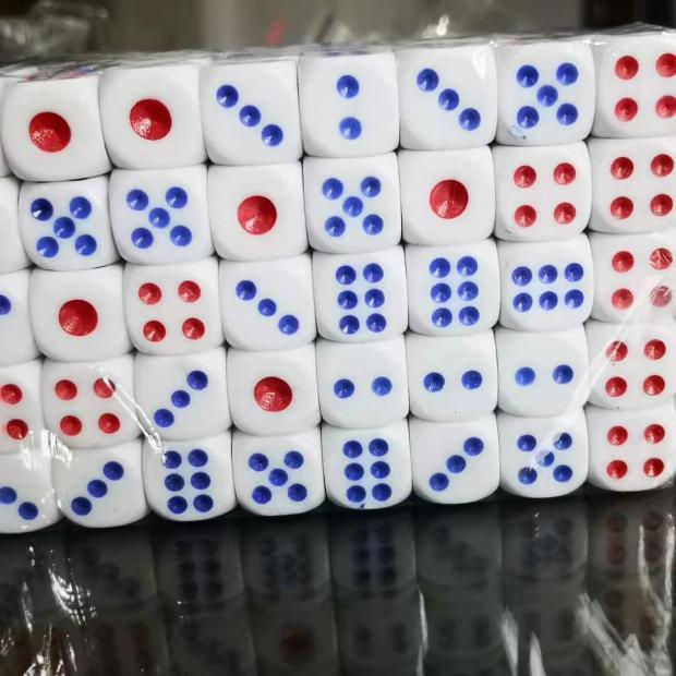 12 13 14 No. 15 16MM dice red black blue dot Taiwan dice 1 4 red and white bottom round corner automatic mahjong machine
