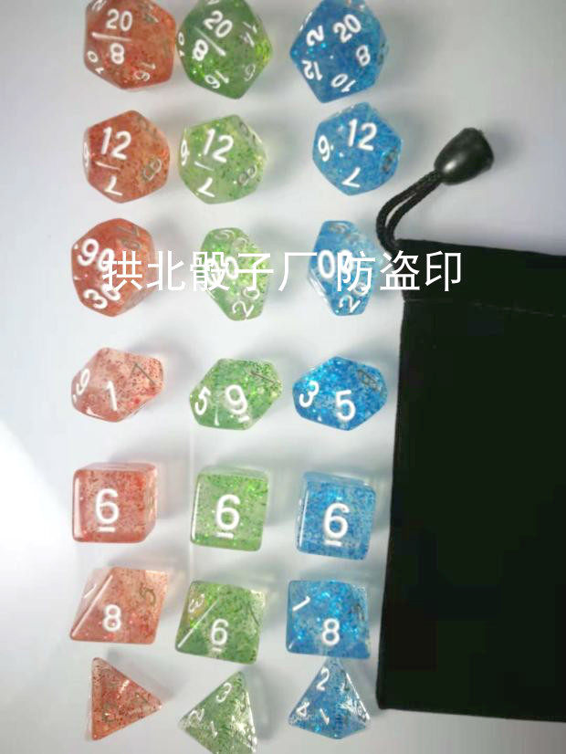 Onion dice multi-faceted digital dice transparent flash powder dnd4 6 8 10 12 20 COC running group Cthulhu