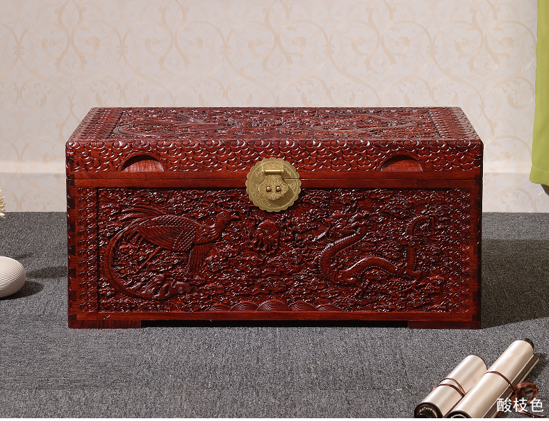 瑶 樟木箱 字画 收藏 Hộp Hộp hôn nhân của hồi môn - Cái hộp hộp gỗ đựng trang sức