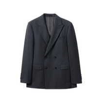 (Flannel double-breasted) 2024 autumn and winter mens suits wide stripes slim business formal suits for men