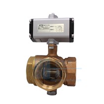 Japan Kitazawa pneumatic three-way copper ball valve C-TNE threaded L-type directional control valve switch valve inlet DN25 DN50