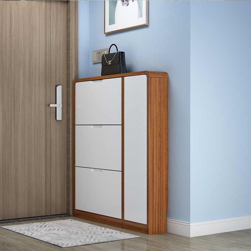 Ultra-thin tipping shoe cabinet 17cm home door extremely narrow home storage porch modern minimalist Chinese-style paint shoe rack