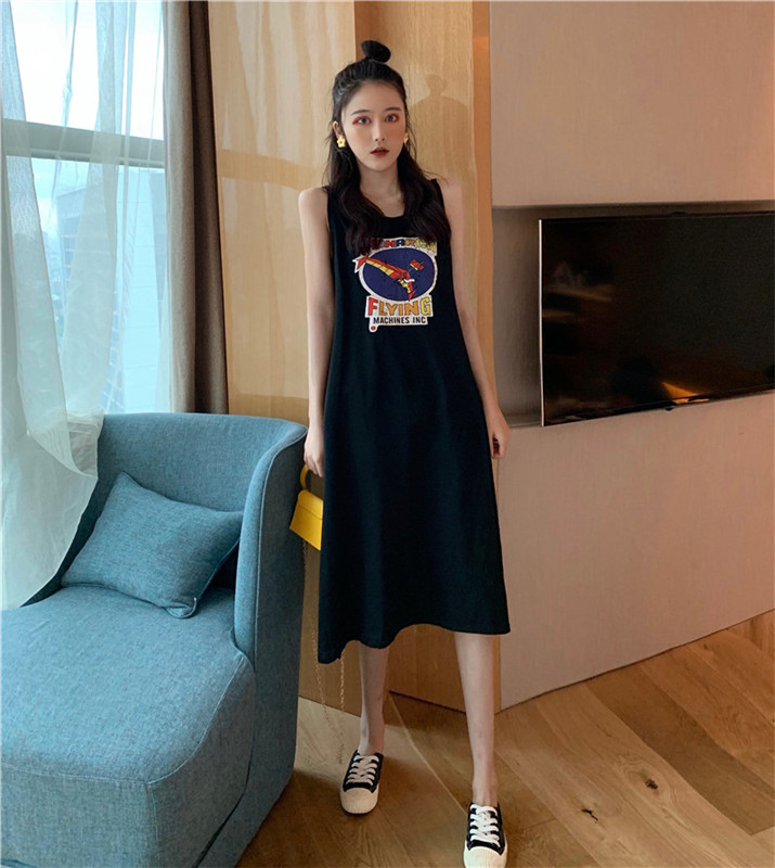 VK旗艦店 韓國風性感露背開叉時尚無袖洋裝