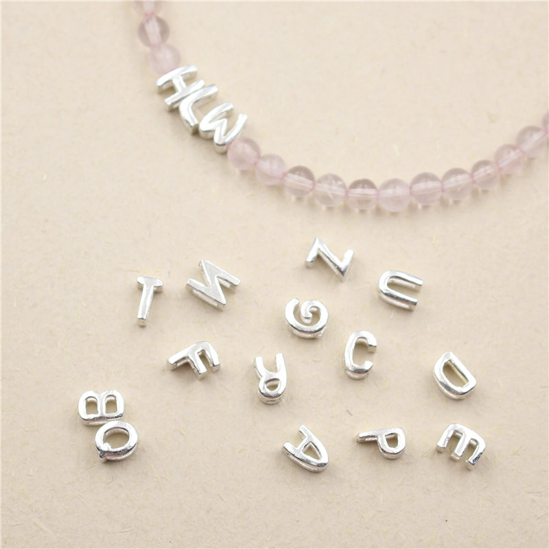 Asilver ornament S925 pure silver accessories DIY handmade handmade separating bead Beads English Letters Accessories Pendant