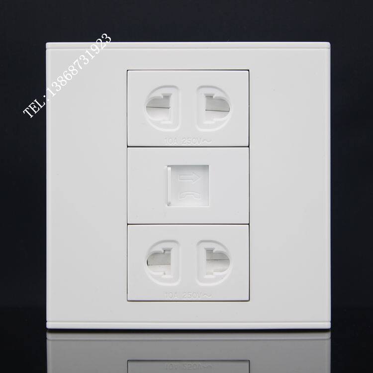2 x two-pin power supply + RJ11 telephone combination wall socket Type 86 power supply with telephone wall socket panel
