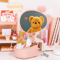 Desktop Makeup Mirror Student Dorm Dressing Mirror Tabletop Containing Box Integrated Princess Mirror Cartoon Cute High-definition Mirror